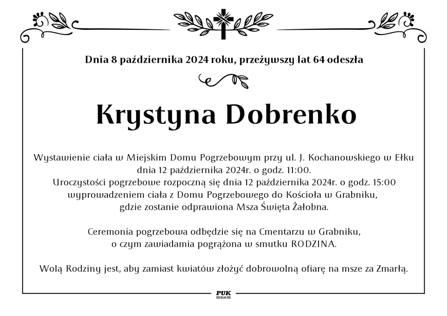 Krystyna Dobrenko - nekrolog